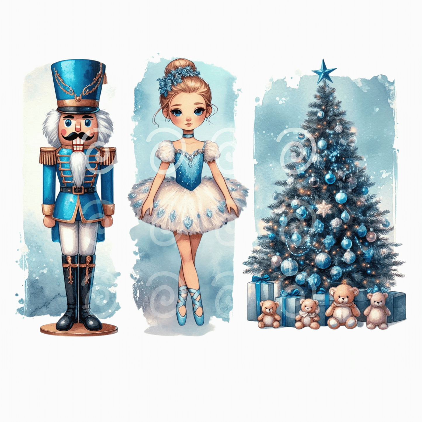Blue Retro Nutcracker Christmas Digital Design | PNG Digital File