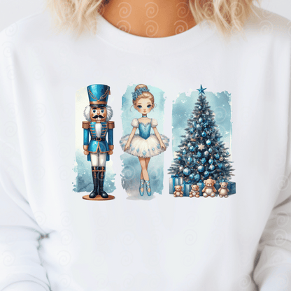 Blue Retro Nutcracker Christmas  Digital Design | PNG Digital File