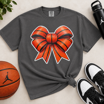 Pepper Comfort Colors custom basketball tee with orange basketball graphic