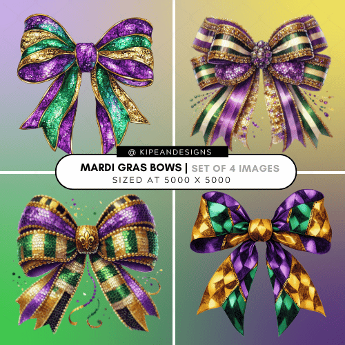 Croquette Mardi Gras Bows Digital Design | PNG Download File