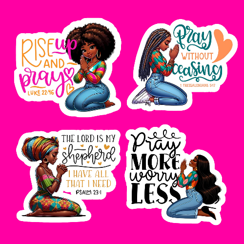 Faith Bundle Black Women Of Faith Christian Planner Matte Stickers | 4 Pack