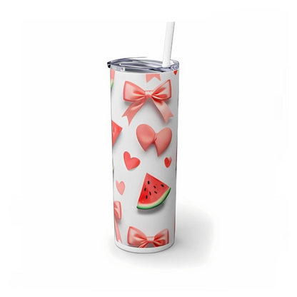 Summer Watermelon and Hearts Tumbler