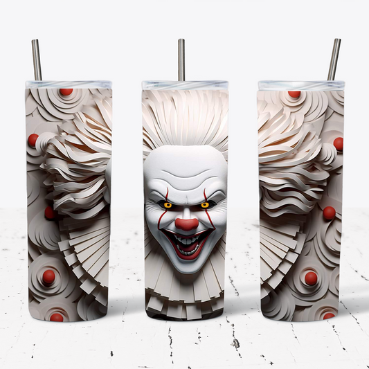 White Clown Halloween 20 oz Tumbler